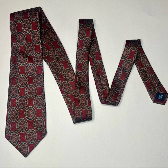 Vintage BURBERRY OF LONDON Red Geometric Patterned Classic Silk Tie, 3.5” - Picture 2 of 7